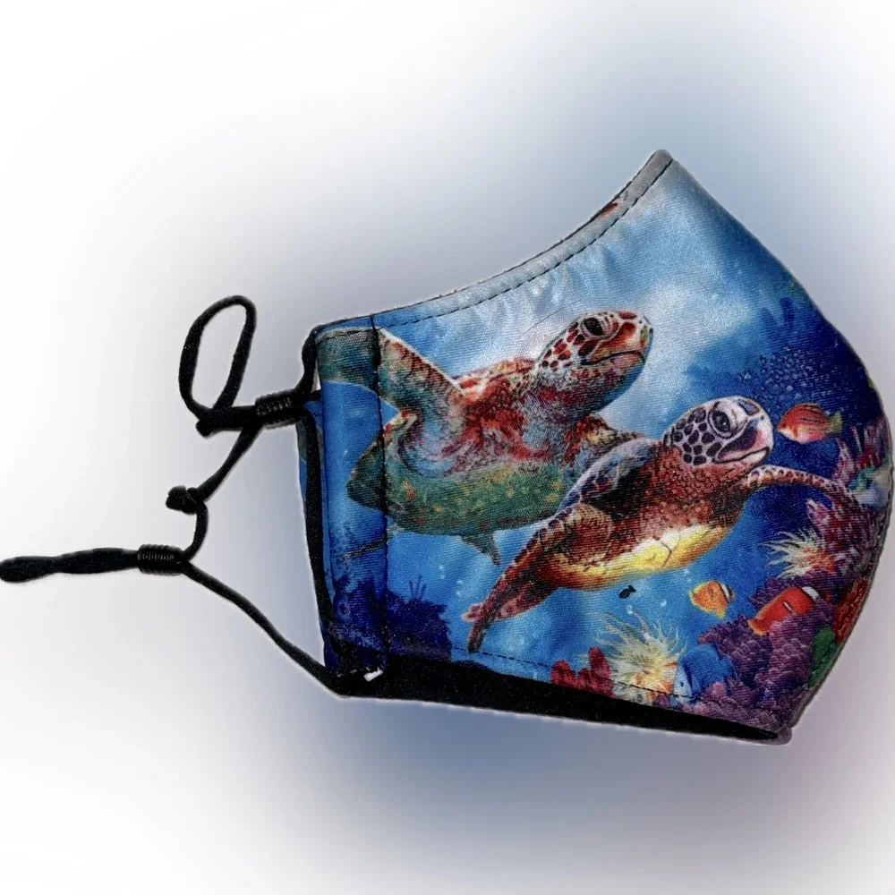 🍄Sea Turtle Reusable Mask Adjustable Ear Straps Washable Lightweight Ocean